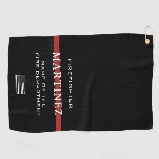 Aangepaste brandweerdienst met dunne rode lijn golfhanddoek (Horizontaal)