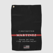 Aangepaste brandweerdienst met dunne rode lijn golfhanddoek (Voorkant)