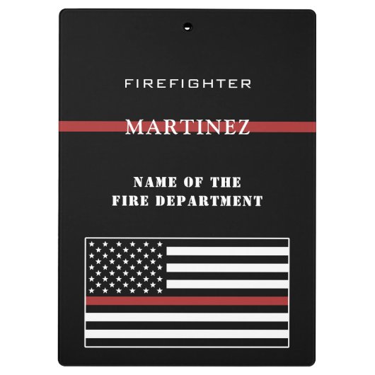 Aangepaste brandweerdienst met dunne rode lijn klembord (Achterkant)