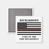 Aangepaste brandweerdienst met dunne rode lijn magneet (Voorkant / Achterkant)