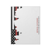 Aangepaste brandweerdienst met dunne rode lijn notitieblok (Linkerzijde)