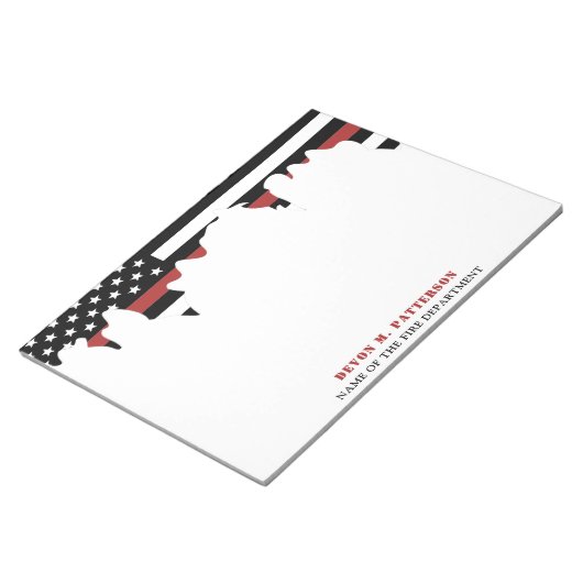 Aangepaste brandweerdienst met dunne rode lijn notitieblok (Schuin)