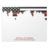 Aangepaste brandweerdienst met dunne rode lijn notitieblok (Voorkant)