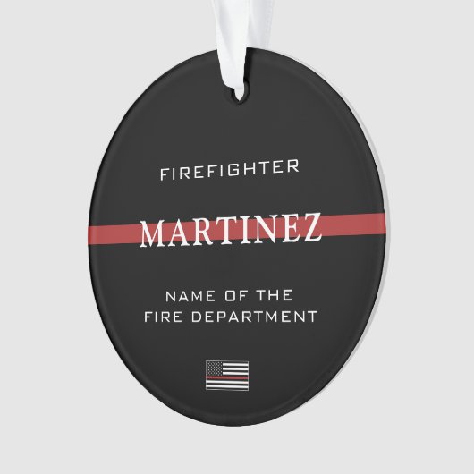 Aangepaste brandweerdienst met dunne rode lijn ornament (voorkant)