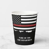 Aangepaste brandweerdienst met dunne rode lijn papieren bekers (Achterkant)