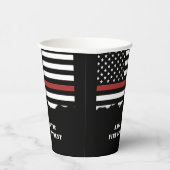 Aangepaste brandweerdienst met dunne rode lijn papieren bekers (Rechts)