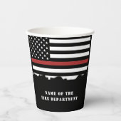 Aangepaste brandweerdienst met dunne rode lijn papieren bekers (Voorkant)