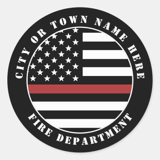 Aangepaste brandweerdienst met dunne rode lijn ronde sticker (Voorkant)
