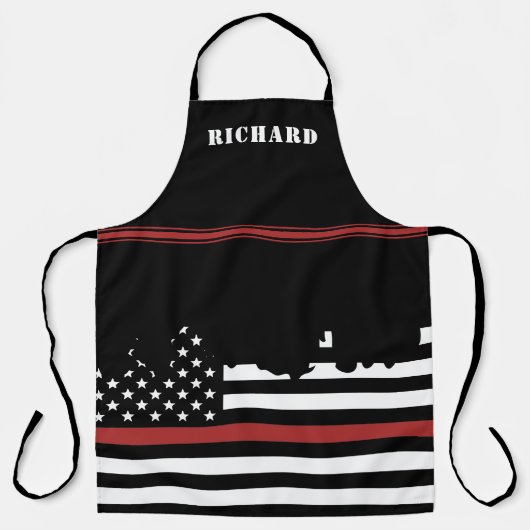 Aangepaste brandweerdienst met dunne rode lijn schort (Voorkant)