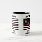 Aangepaste brandweerdienst met dunne rode lijn tweekleurige koffiemok (Center)