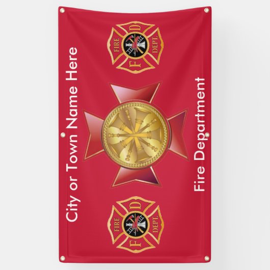 Aangepaste brandweerhoofd buitenshuis banner (Verticaal)