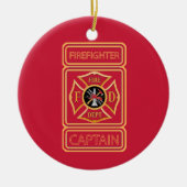 Aangepaste brandweerkapitein keramisch ornament (Voorkant)