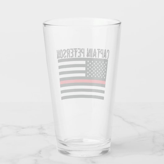 Aangepaste brandweerlieden met rode lijn vlag glas (Achterkant)