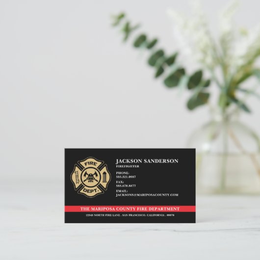 Aangepaste brandweerman brandweerman Logo Visitekaartje (Staand voorkant)