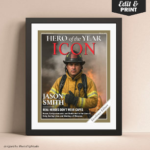 Aangepaste Brandweerman Gift Fireman Magazine Hoes Poster