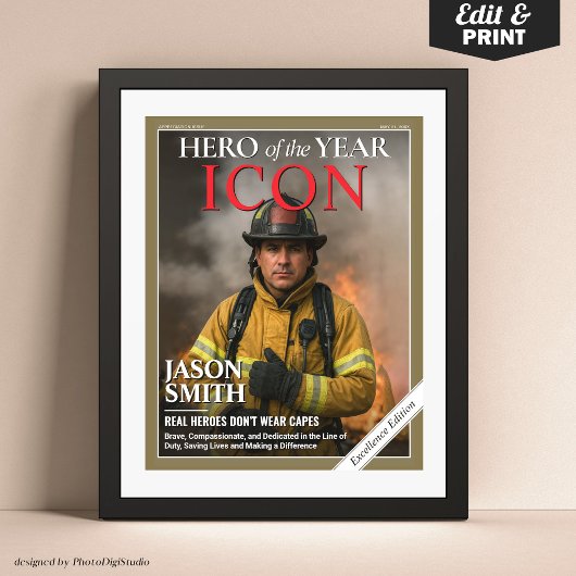 Aangepaste Brandweerman Gift Fireman Magazine Hoes Poster