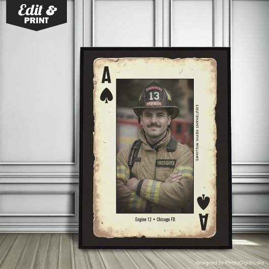 Aangepaste Brandweerman Gift Wall Art, Schoppenaas Poster