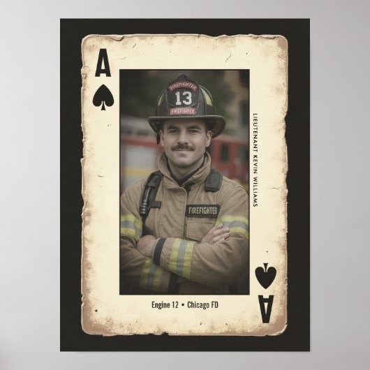 Aangepaste Brandweerman Gift Wall Art, Schoppenaas Poster (Voorkant)