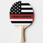 Aangepaste brandweerman met rode lijn vlag tafeltennisbatje (Voorkant)