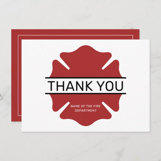 Aangepaste brandweerman rood Logo symbool Bedankkaart (Voorkant / Achterkant)