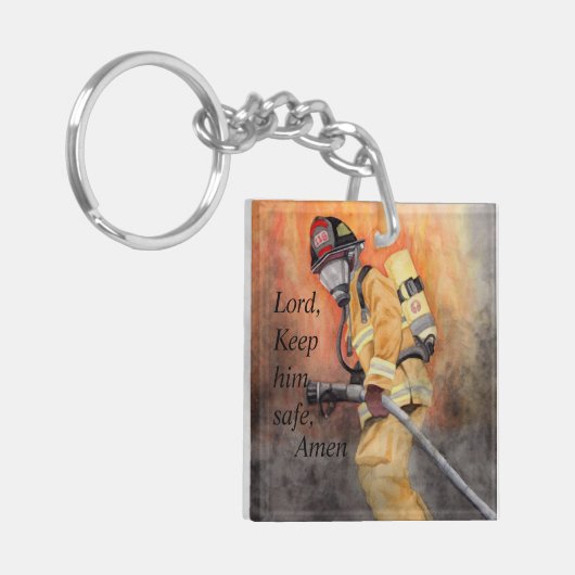 Aangepaste brandweerman Sleutelhanger Vuurman Vrou (Voorkant Links)