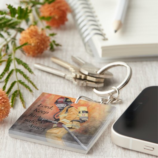 Aangepaste brandweerman Sleutelhanger Vuurman Vrou (Voorkant Rechts)