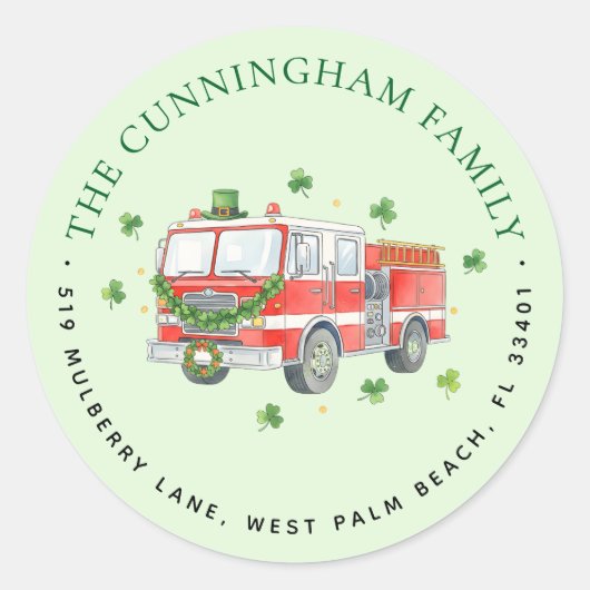 Aangepaste brandweerman St. Patrick's Day-adres Ronde Sticker (Voorkant)