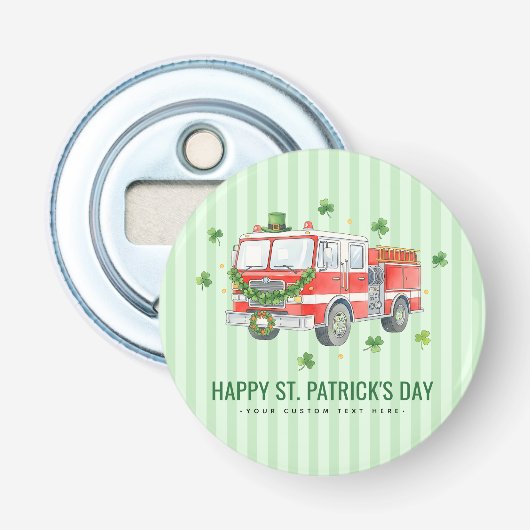 Aangepaste brandweerman St. Patrick's Day brandwee Button Flesopener (Voorkant)