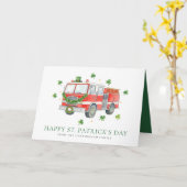 Aangepaste brandweerman St. Patrick's Day brandwee Kaart (Gele Bloem)