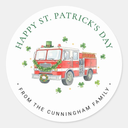 Aangepaste brandweerman St. Patrick's Day brandwee Ronde Sticker (Voorkant)