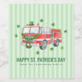 Aangepaste brandweerman St. Patrick's Day brandwee Wijn Etiket (Enkel label)
