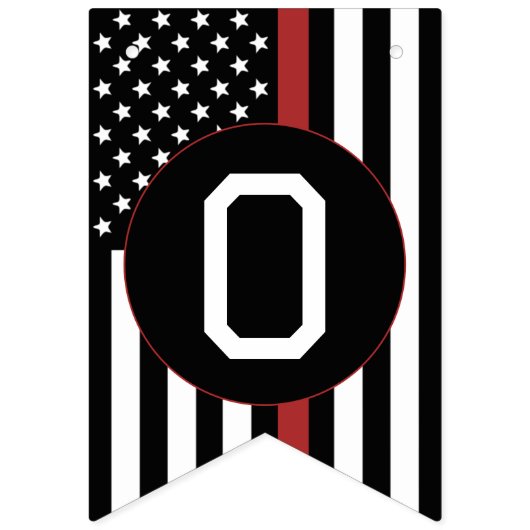 Aangepaste brandweerman Thin Red Line Gefeliciteer Vlaggetjes (Tweede vlag)