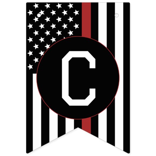 Aangepaste brandweerman Thin Red Line Gefeliciteer Vlaggetjes (Eerste vlag)