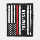 Aangepaste brandweervlag met rode lijn fleece deken (Voorkant)