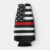 Aangepaste brandweervlag met rode lijn flesjeskoeler (Achterkant)