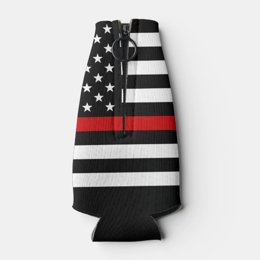 Aangepaste brandweervlag met rode lijn flesjeskoeler (Achterkant)