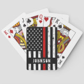 Aangepaste brandweervlag met rode lijn pokerkaarten (Achterkant)