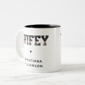 Aangepaste brandweervrouw met dunne rode lijn bran tweekleurige koffiemok (Voorkant links)