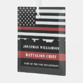 Aangepaste brandweerwaardering met dunne rode lijn glas ornament (Voorkant links)