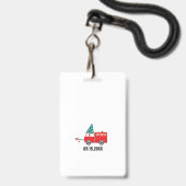 Aangepaste brandweerwagen verjaardagsfeest pas fav badge (Achterkant met lanyard)
