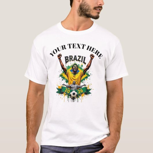 Aangepaste Braziliaanse voetbalteam supporter T-shirt (Voorkant)