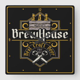 Aangepaste BrewHouse Best Craft Beer Ale Bar Vierkante Klok