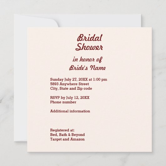 Aangepaste Bridal Shower Invitation Square Kaart (Voorkant)