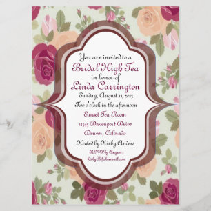 Aangepaste Bridal-uitnodigingen voor hoge thee Kaart