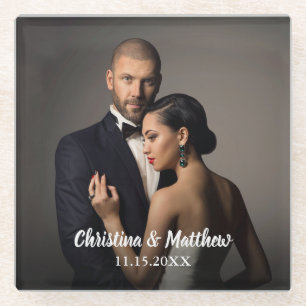 Aangepaste bride en foto van Groom Glazen Onderzetter