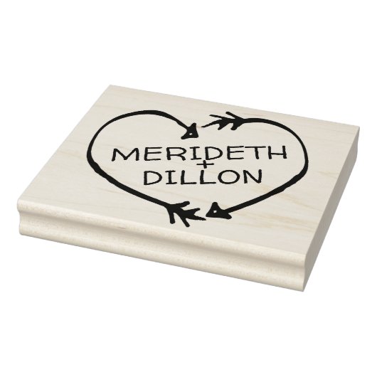 Aangepaste bride en Groom Names Arrow Heart Rubberstempel (Stempel)