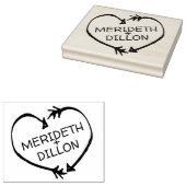 Aangepaste bride en Groom Names Arrow Heart Rubberstempel (Gestempeld)