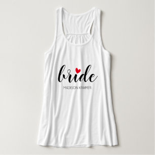 Aangepaste Bride Moderne Calligrafie met hart Tanktop