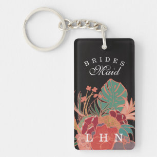 Aangepaste Bridesmaid Gift Sleutelhanger Floral