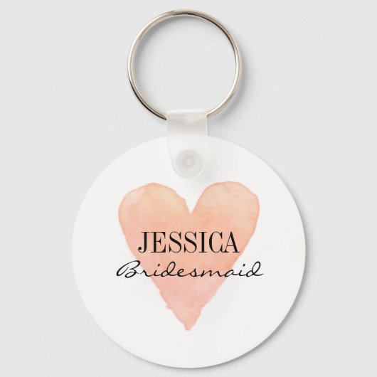 Aangepaste bridesmaïde corale waterverf hartketens sleutelhanger (Voorkant)